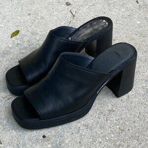 Black Vintage Tommy Mule Wedges